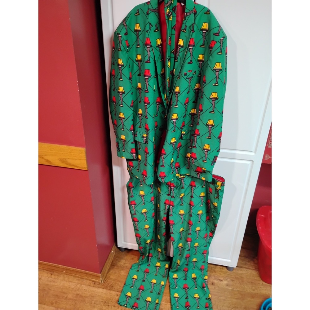 Shinesty Christmas Lamp Leg Mens 56 Suit Jacket 48/36 Pants Tie Big & Tall Ugly